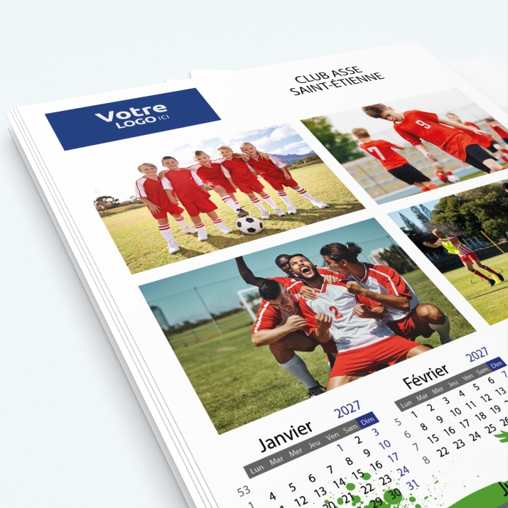 Calendrier photo une page - Nombre de photos, logos et texte illimité