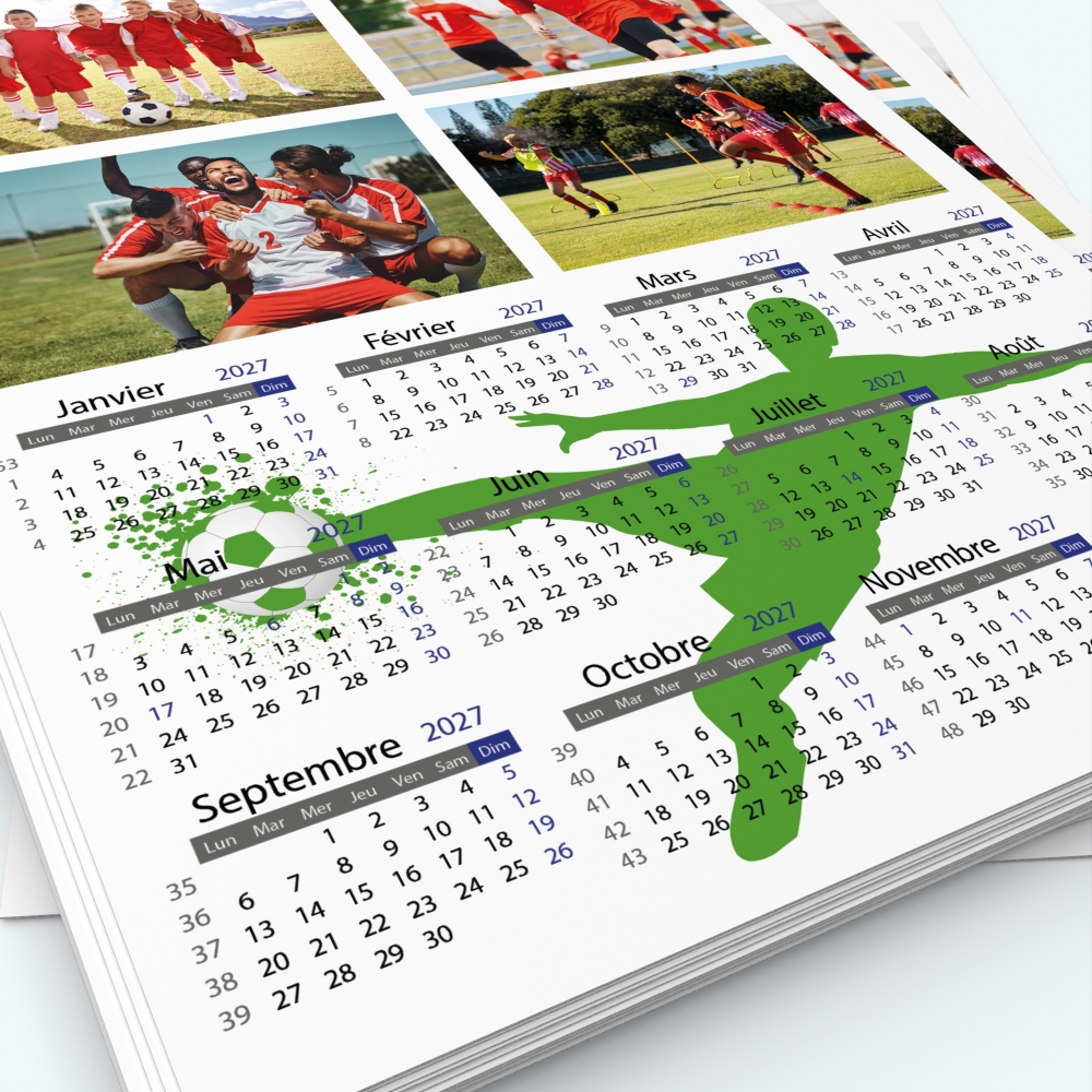 Calendrier photo une page - Grille calendaire personnalisable