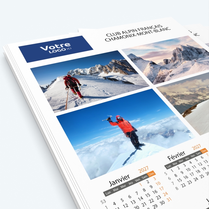 Calendrier photo une page XL - Nombre de photos, logos et texte illimité