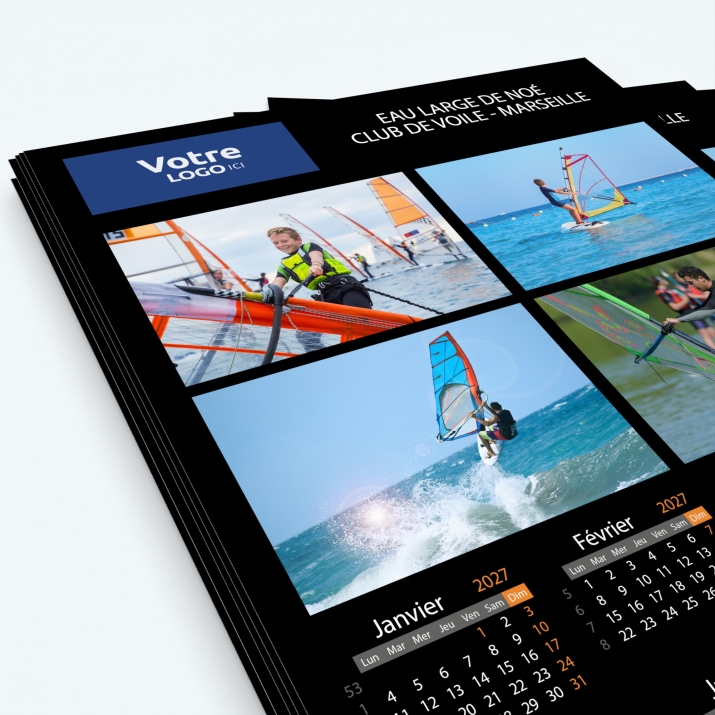 Calendrier photo une page XL - Nombre de photos, logos et texte illimité
