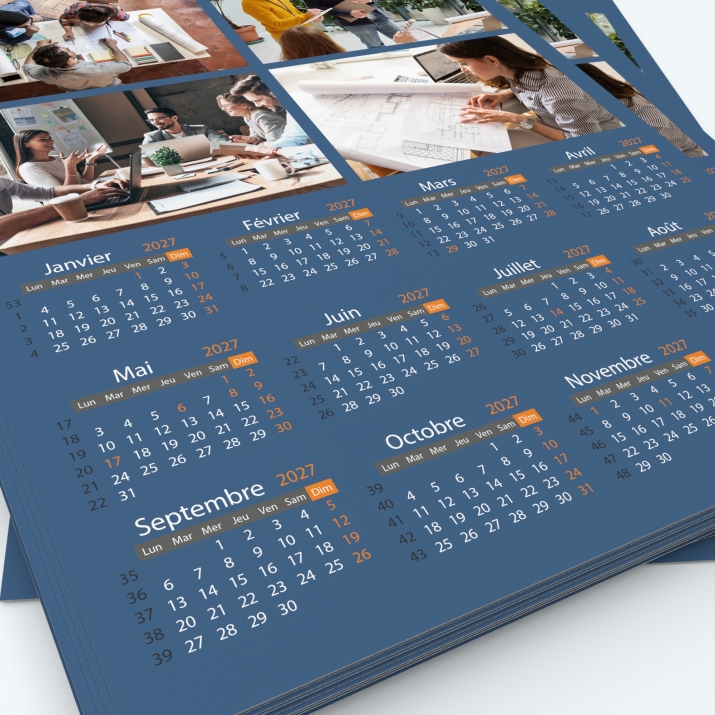 Calendrier photo une page XL - Grille calendaire personnalisable