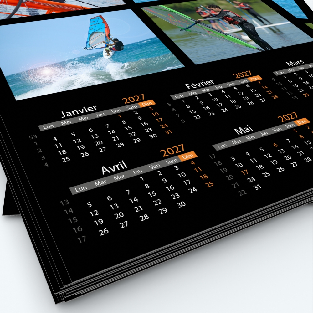 Calendrier photo deux pages - Grille calendaire personnalisable