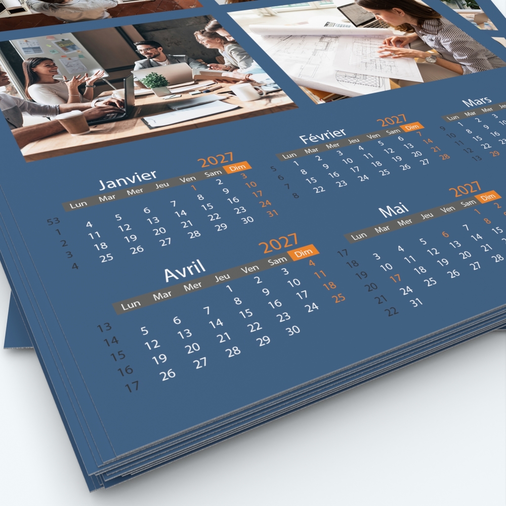 Calendrier photo deux pages - Grille calendaire personnalisable