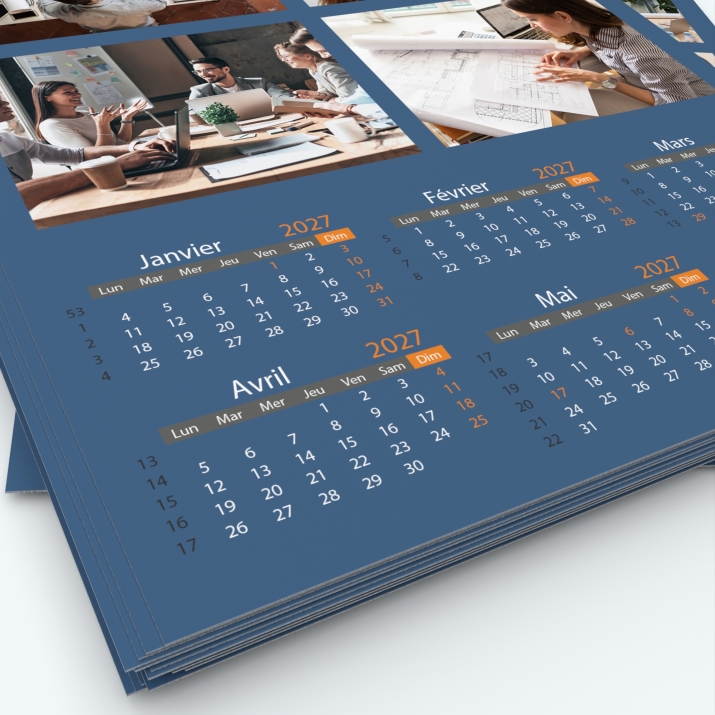 Calendrier photo deux pages - Grille calendaire personnalisable