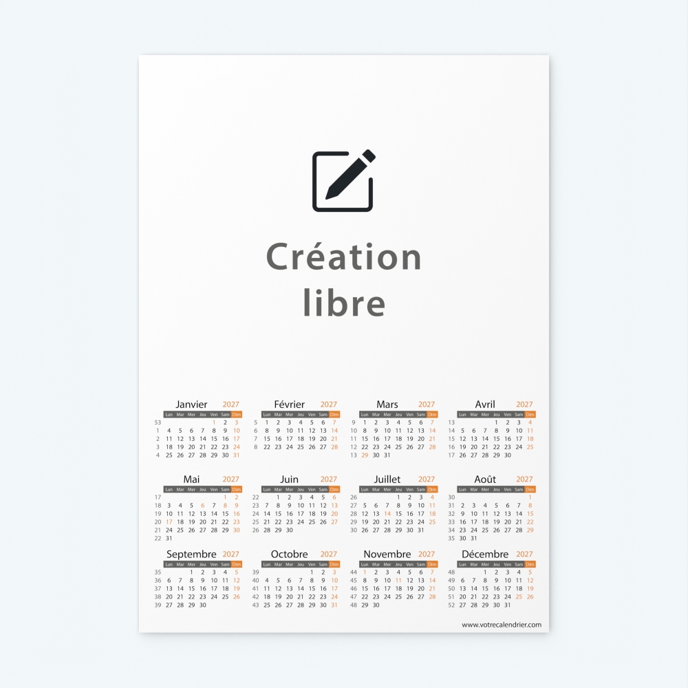 Calendrier photo une page XL