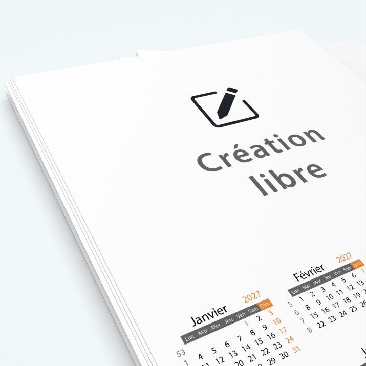 Calendrier photo une page XL - Nombre de photos, logos et texte illimité
