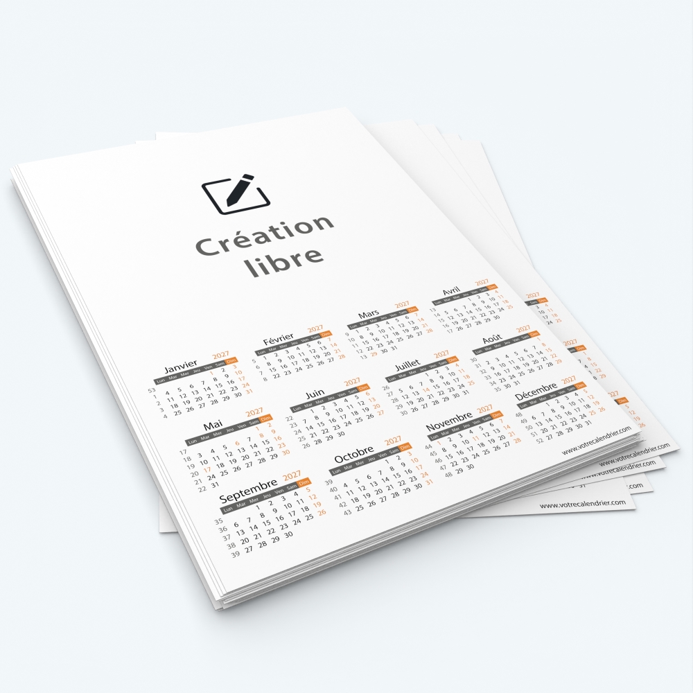 Calendrier photo une page XL - Minimum de commande : 25 exemplaires