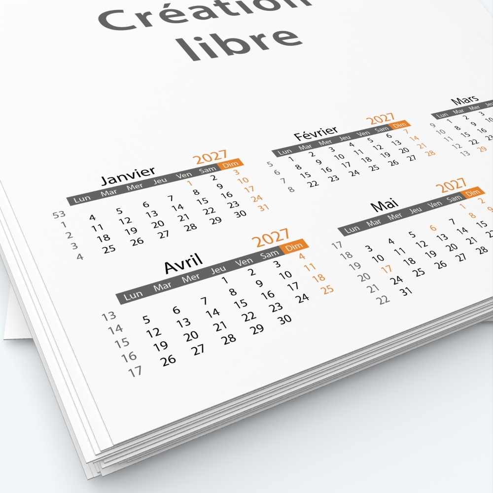 Calendrier photo deux pages XL - Grille calendaire personnalisable