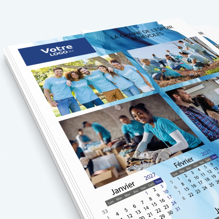 Calendrier photo une page - Nombre de photos, logos et texte illimité