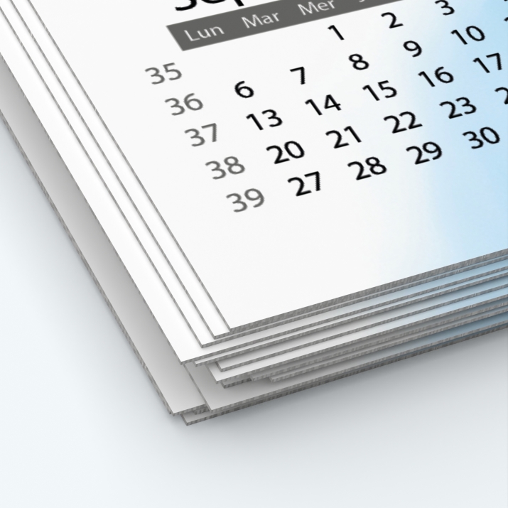 Calendrier photo une page - Papier épais rigide 400 g/m2
