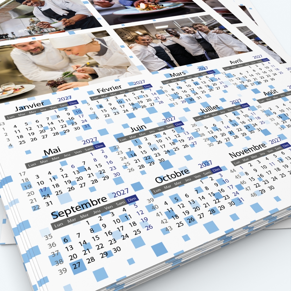 Calendrier photo une page - Grille calendaire personnalisable