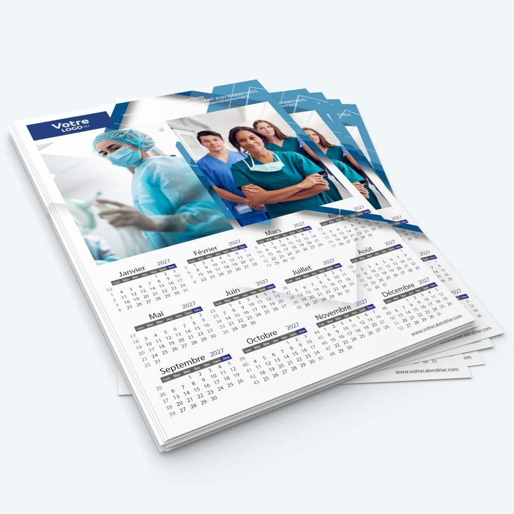 Calendrier photo une page - Minimum de commande : 25 exemplaires