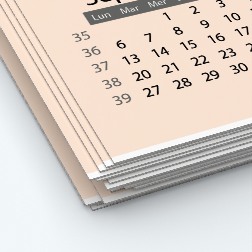 Calendrier photo une page - Papier épais rigide 400 g/m2