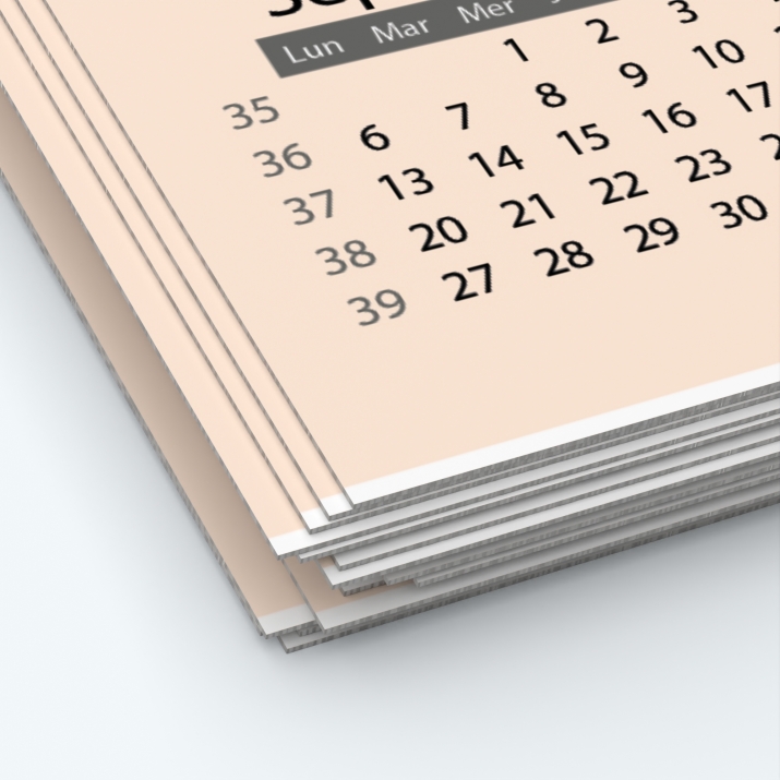 Calendrier photo une page - Papier épais rigide 400 g/m2