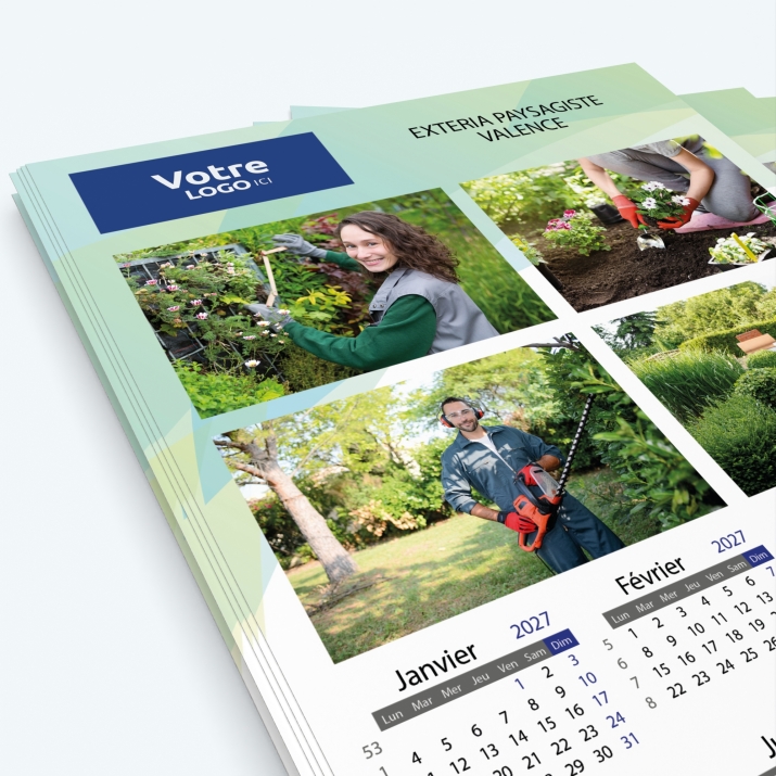 Calendrier photo une page - Nombre de photos, logos et texte illimité