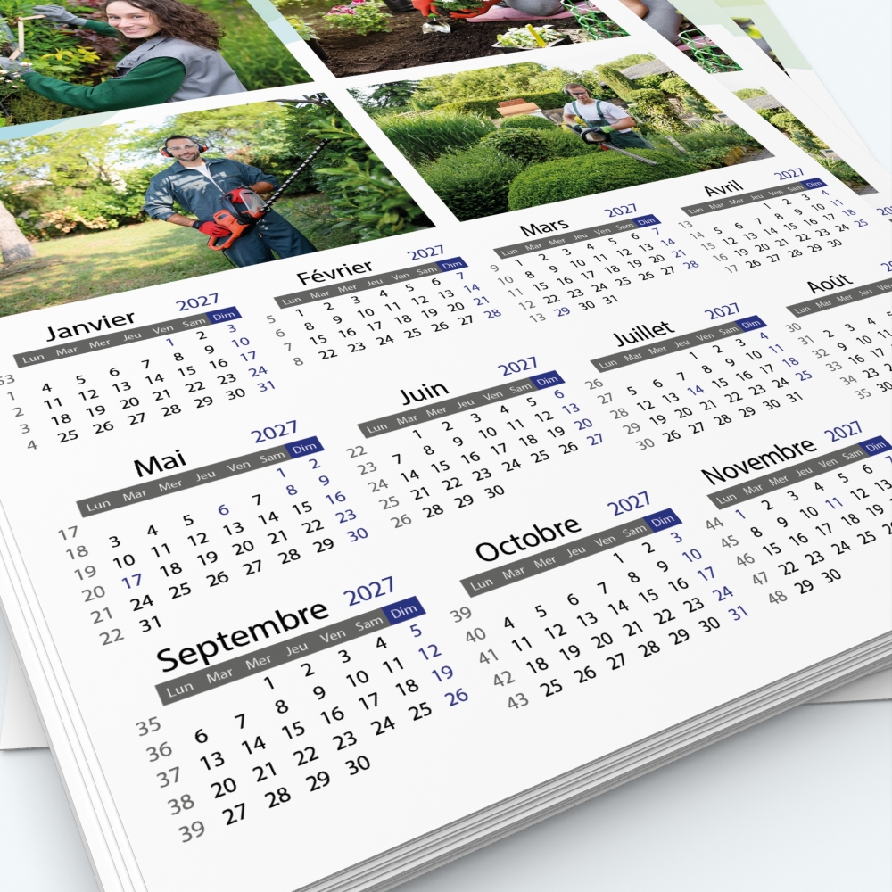 Calendrier photo une page - Grille calendaire personnalisable