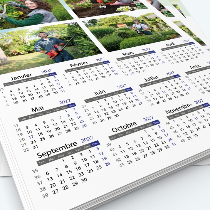 Calendrier photo une page - Grille calendaire personnalisable