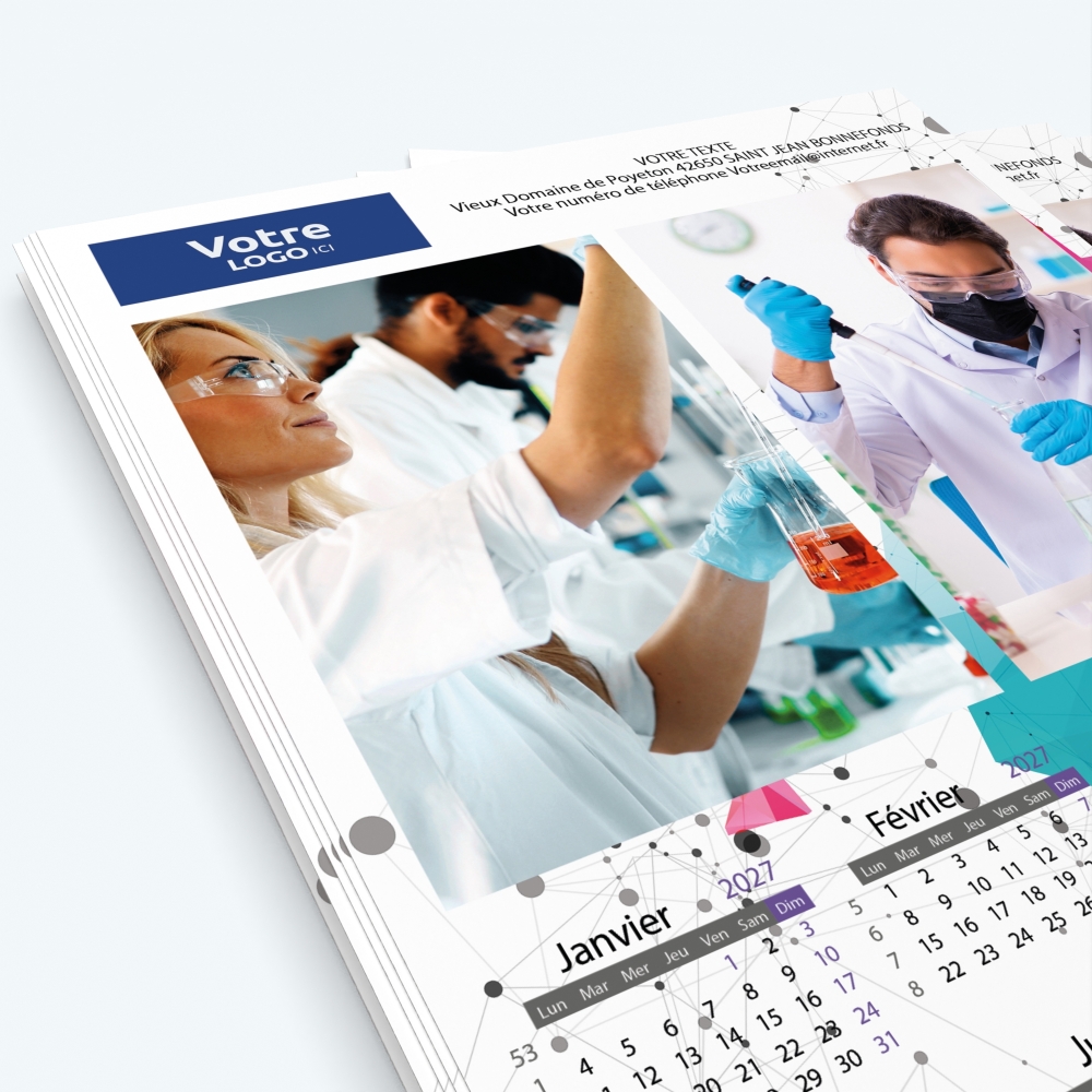 Calendrier photo une page - Nombre de photos, logos et texte illimité