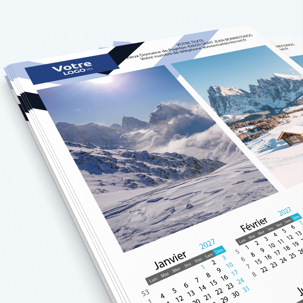 Calendrier photo une page - Nombre de photos, logos et texte illimité