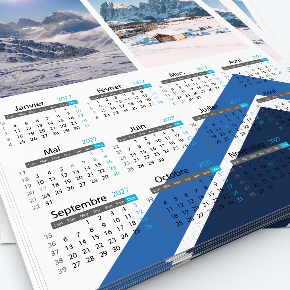 Calendrier photo une page - Grille calendaire personnalisable