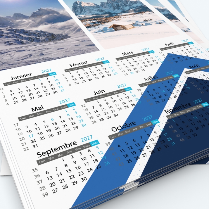Calendrier photo une page - Grille calendaire personnalisable