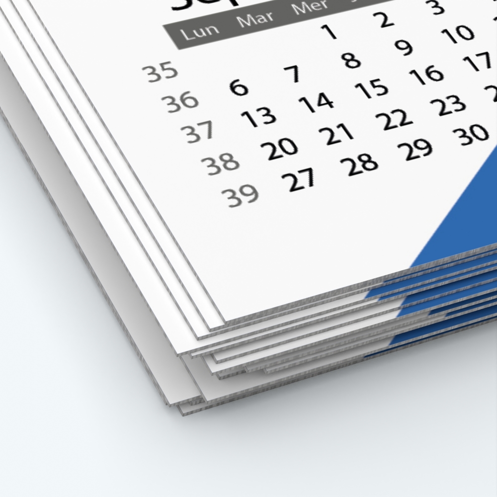 Calendrier photo une page - Papier épais rigide 400 g/m2