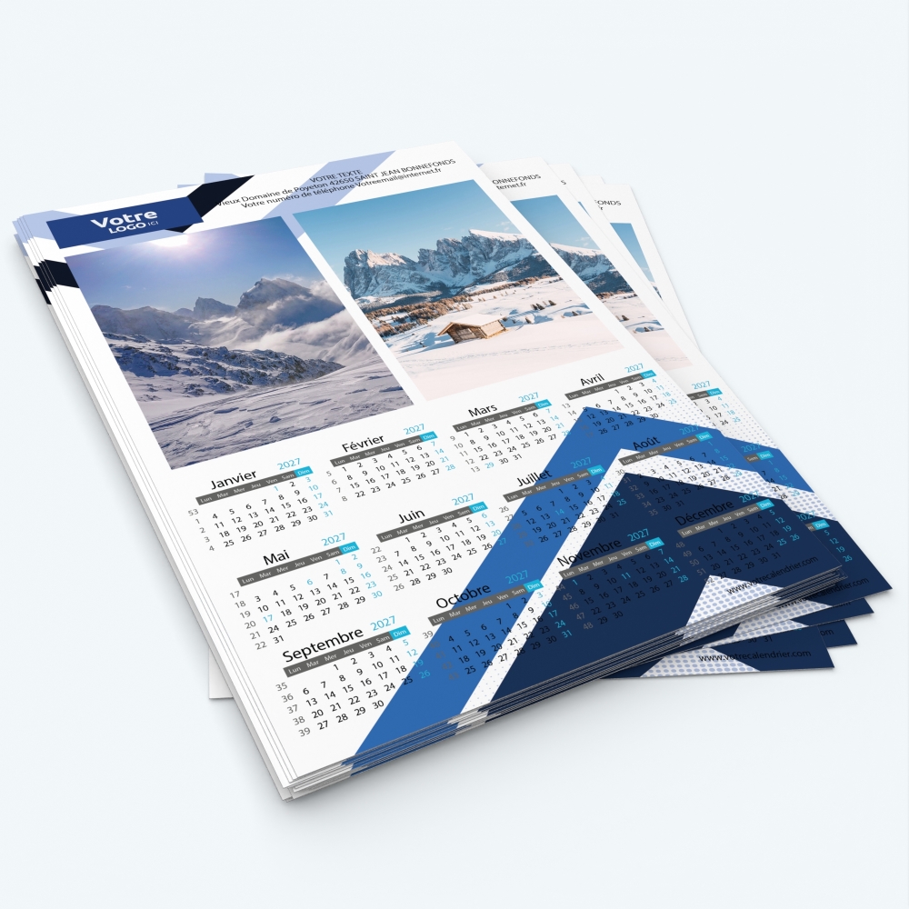 Calendrier photo une page - Minimum de commande : 25 exemplaires