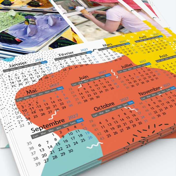 Calendrier photo une page - Grille calendaire personnalisable