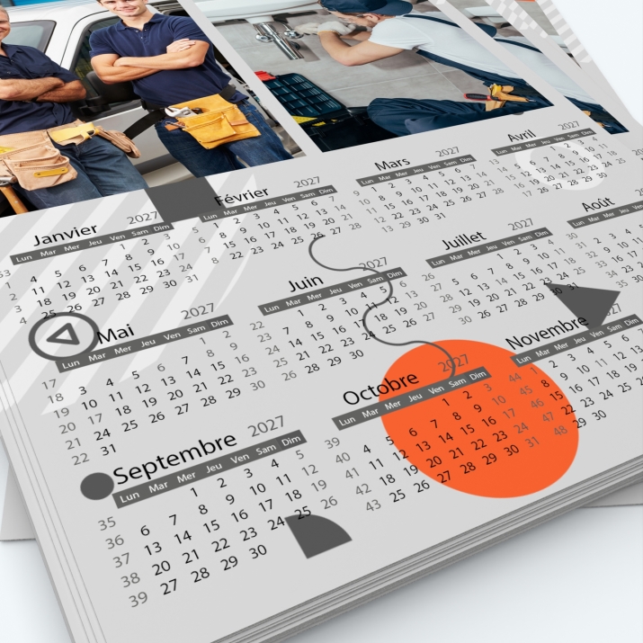 Calendrier photo une page - Grille calendaire personnalisable