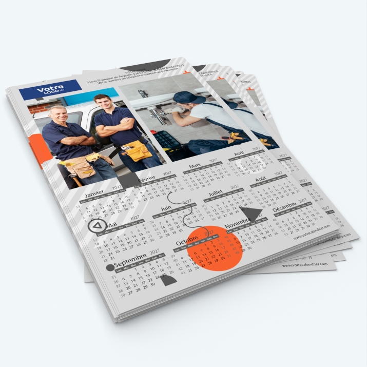 Calendrier photo une page - Minimum de commande : 25 exemplaires