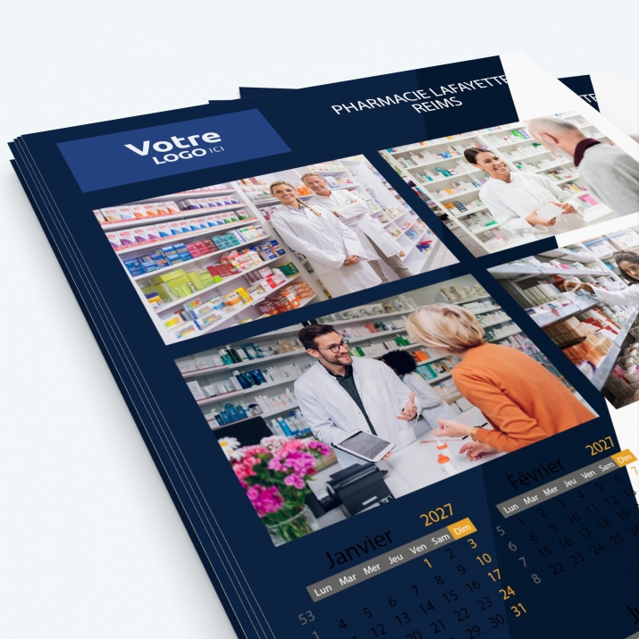 Calendrier photo une page - Nombre de photos, logos et texte illimité