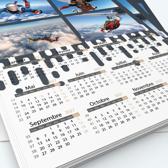 Calendrier photo une page - Grille calendaire personnalisable
