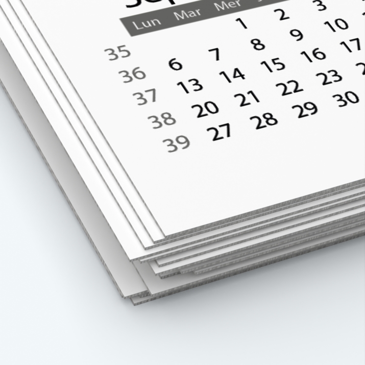 Calendrier photo une page - Papier épais rigide 400 g/m2