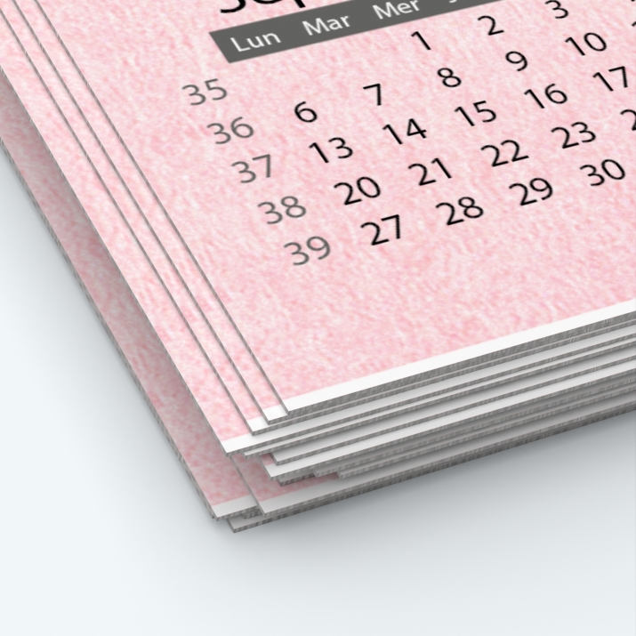 Calendrier photo une page - Papier épais rigide 400 g/m2