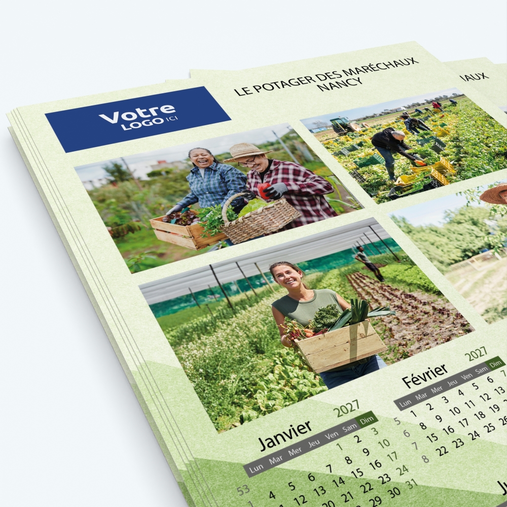 Calendrier photo une page - Nombre de photos, logos et texte illimité