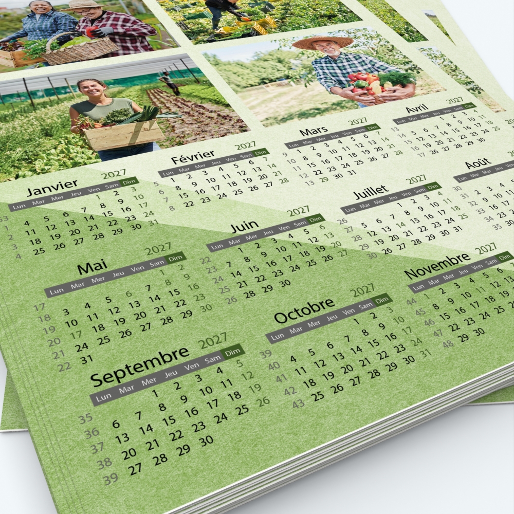 Calendrier photo une page - Grille calendaire personnalisable