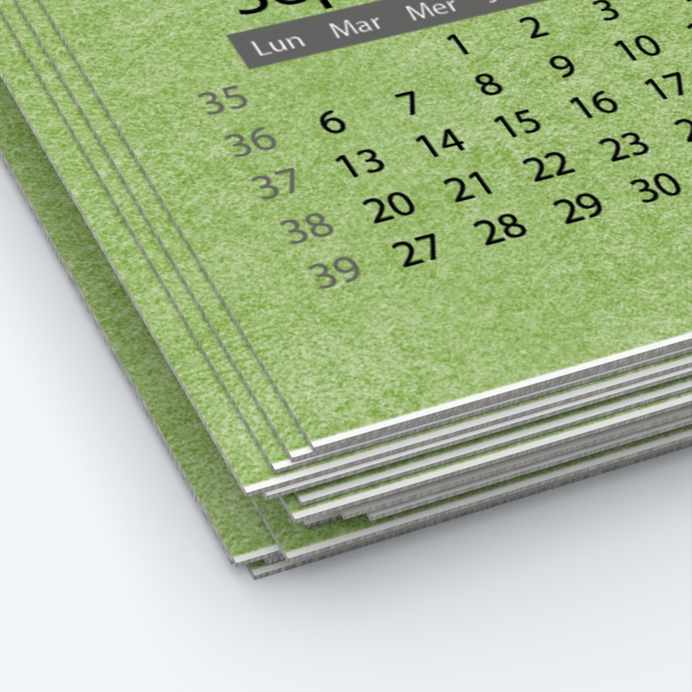 Calendrier photo une page - Papier épais rigide 400 g/m2