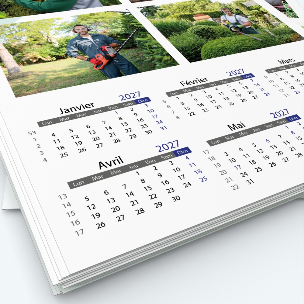 Calendrier photo deux pages - Grille calendaire personnalisable