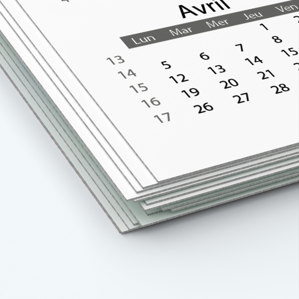 Calendrier photo deux pages - Papier épais rigide 400 g/m2
