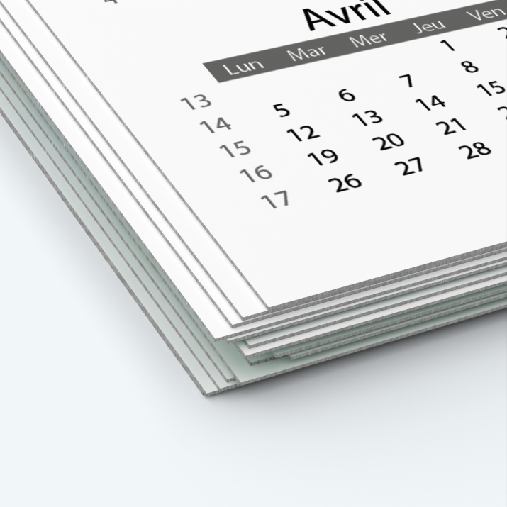 Calendrier photo deux pages - Papier épais rigide 400 g/m2