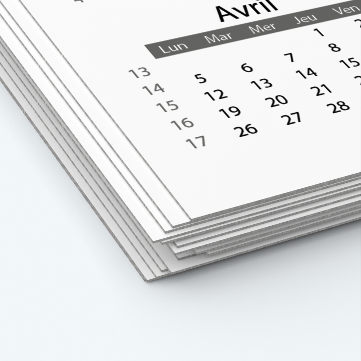 Calendrier photo deux pages - Papier épais rigide 400 g/m2