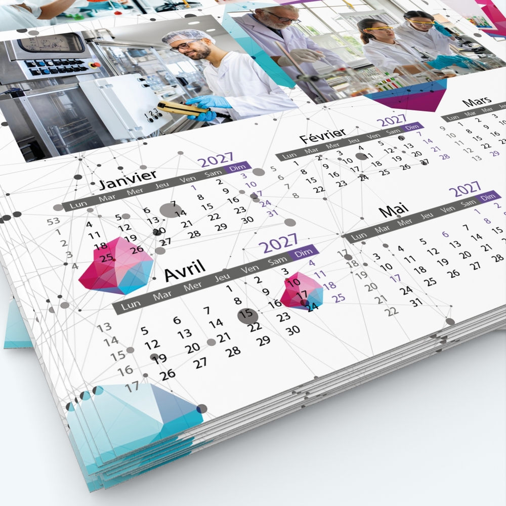 Calendrier photo deux pages - Grille calendaire personnalisable