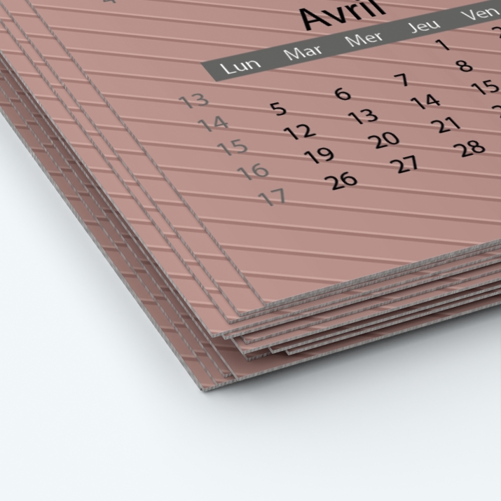 Calendrier photo deux pages - Papier épais rigide 400 g/m2