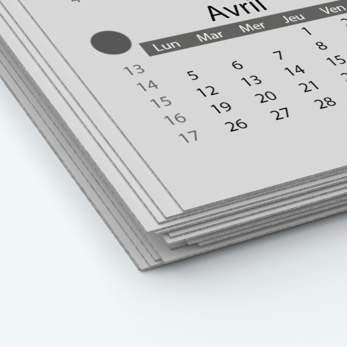 Calendrier photo deux pages - Papier épais rigide 400 g/m2