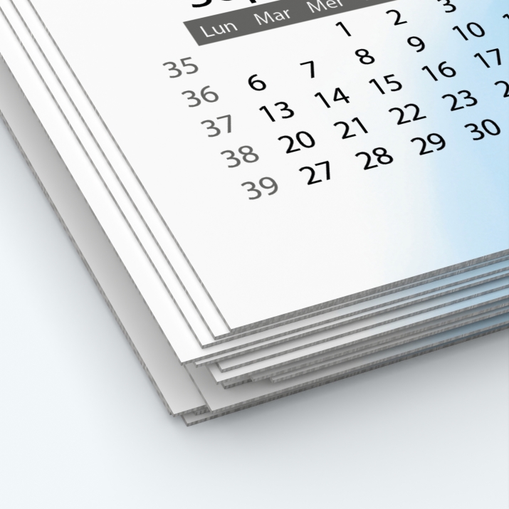 Calendrier photo une page XL - Papier épais rigide 400 g/m2
