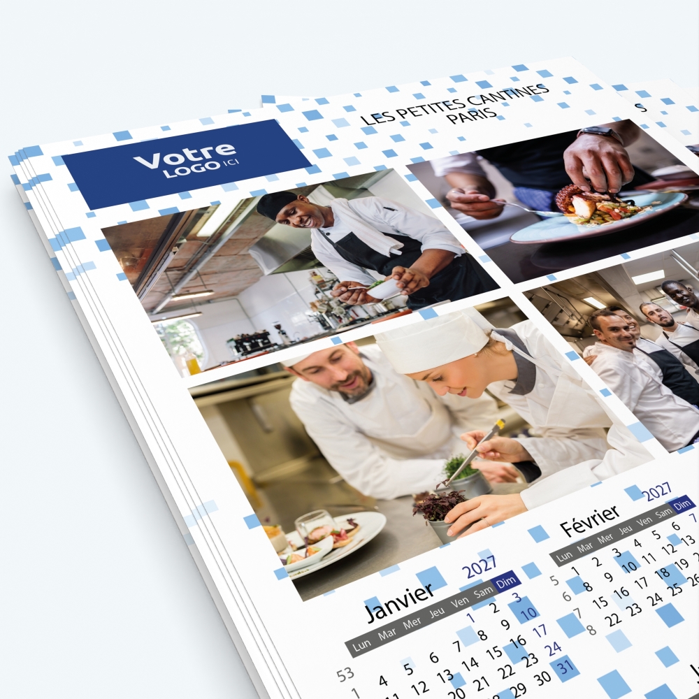 Calendrier photo une page XL - Nombre de photos, logos et texte illimité