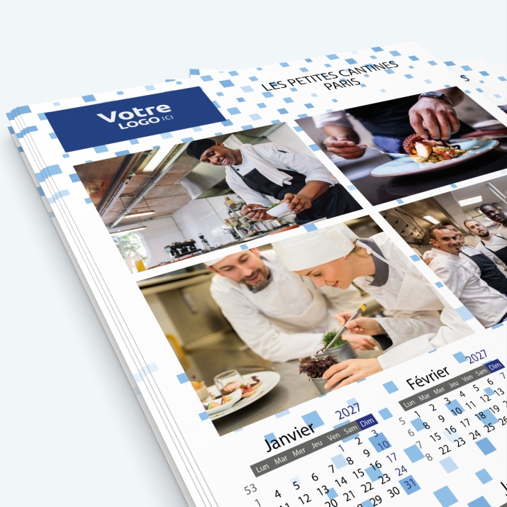 Calendrier photo une page XL - Nombre de photos, logos et texte illimité