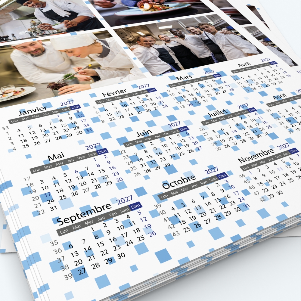 Calendrier photo une page XL - Grille calendaire personnalisable