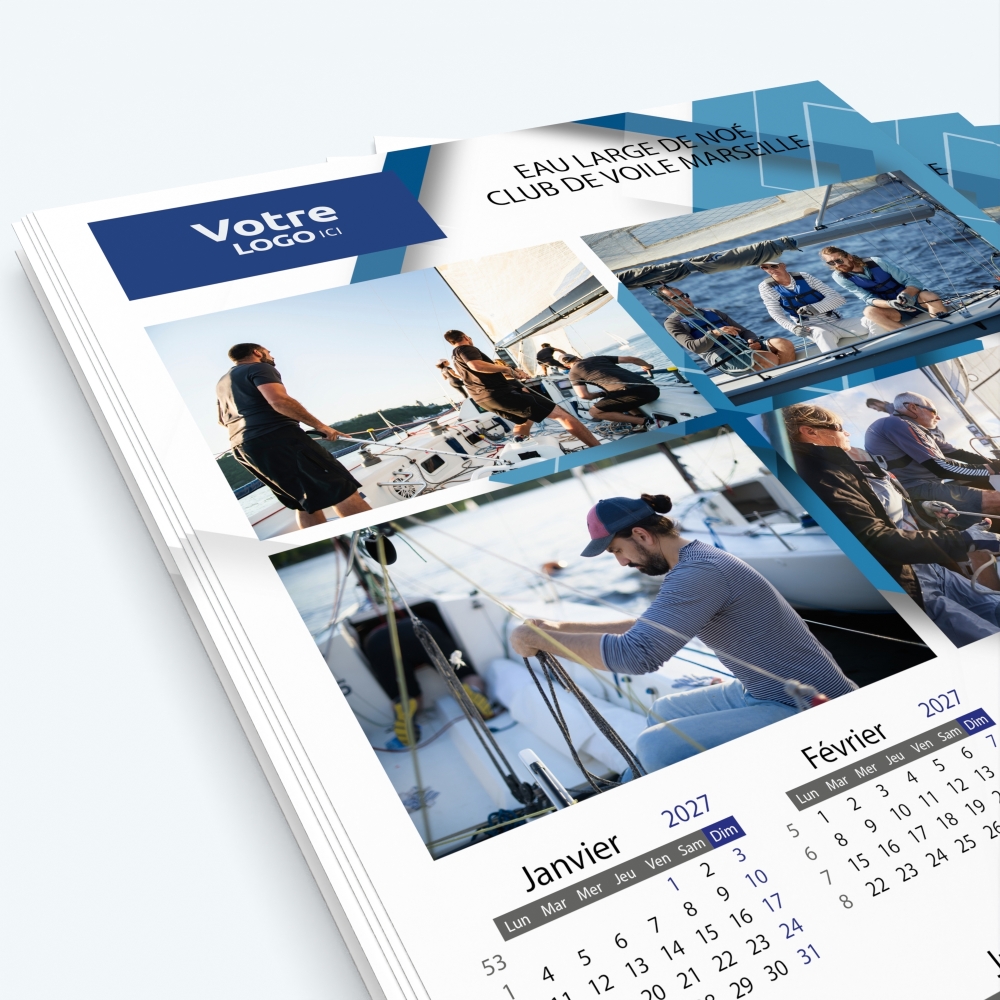 Calendrier photo une page XL - Nombre de photos, logos et texte illimité