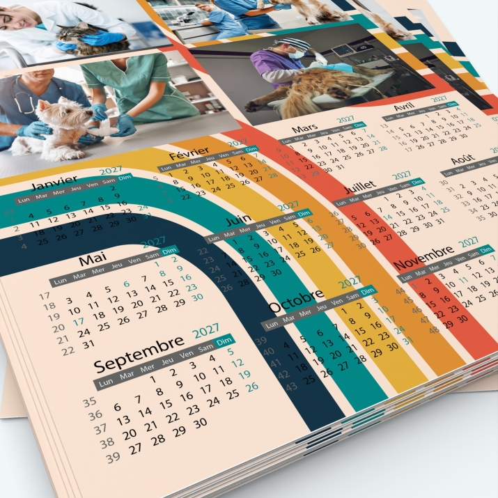 Calendrier photo une page XL - Grille calendaire personnalisable